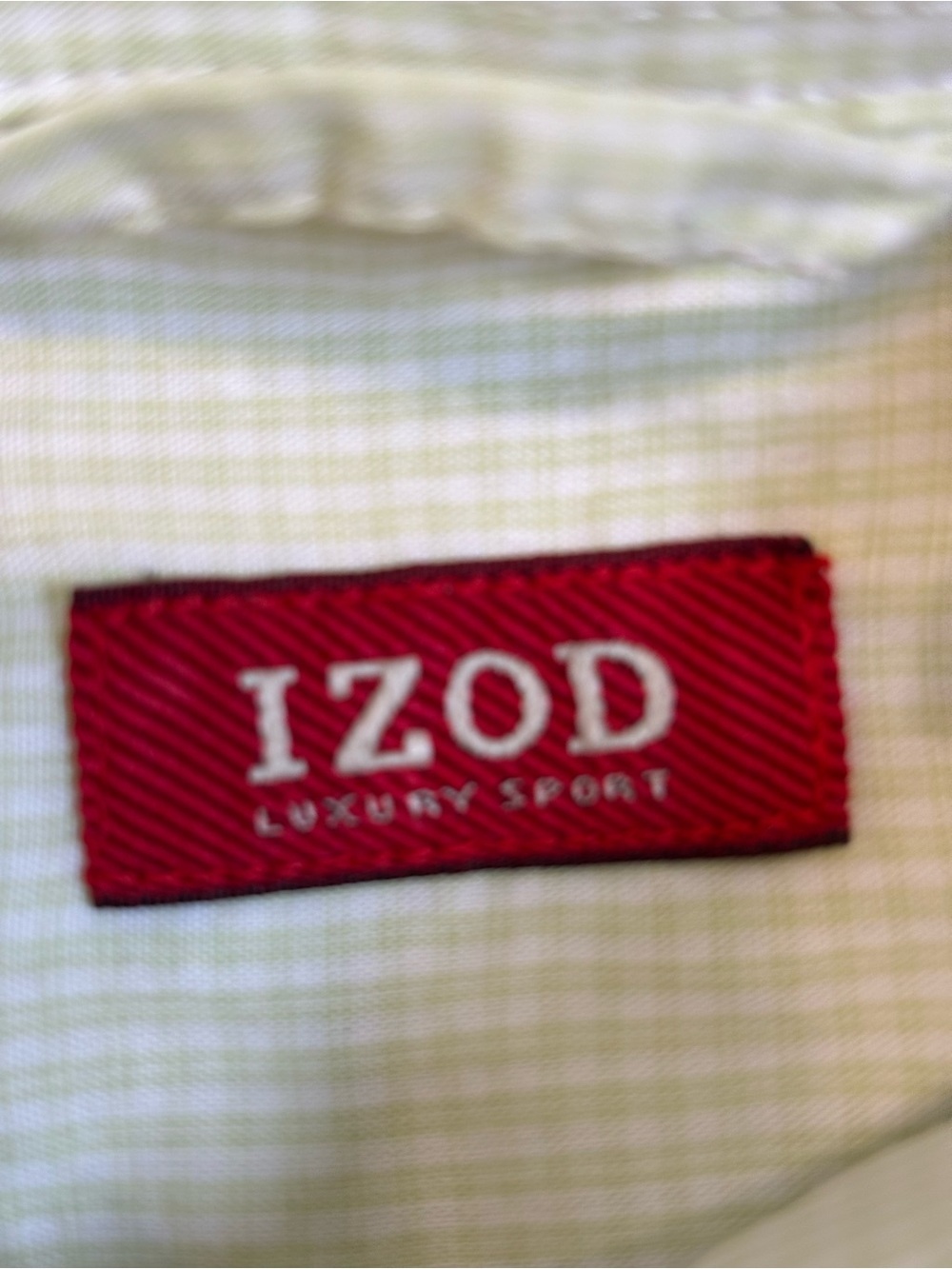Izod Short Sleeve Button-Down Shirt in White and Blue Check - Picture 9 of 10